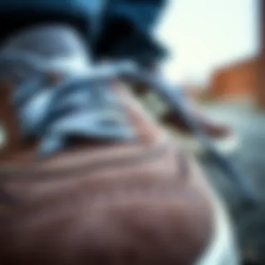 Craftsmanship: The Details of New Balance Suede Sneakers Close-up of New Balance suede sneaker detailing