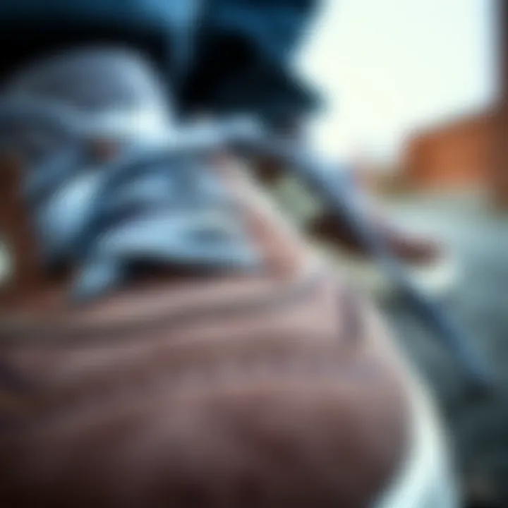 Craftsmanship: The Details of New Balance Suede Sneakers Close-up of New Balance suede sneaker detailing