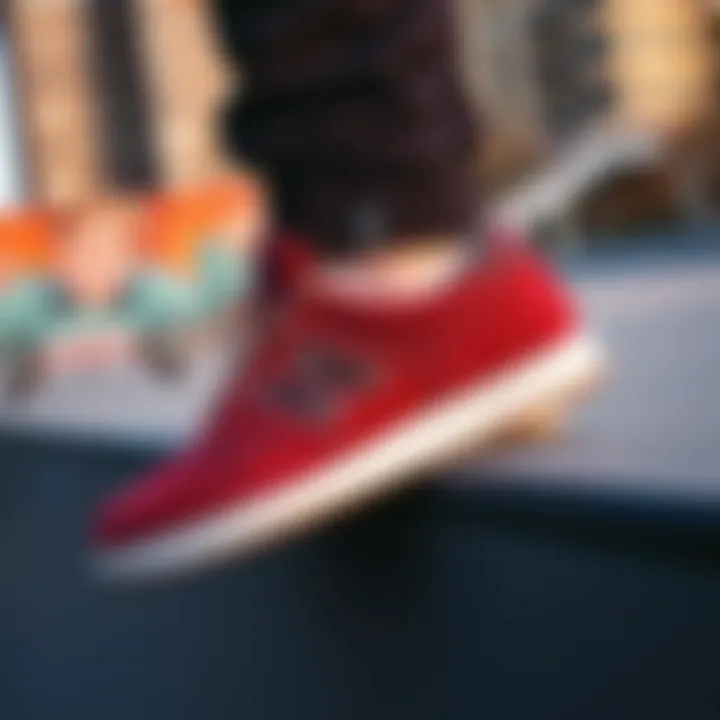 Urban Vibes: New Balance in Skate Culture New Balance suede sneakers showcased in a skate park environment