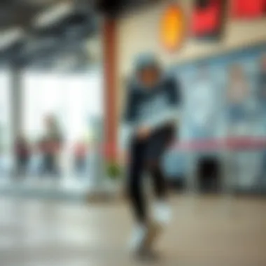 Fashion Meets Functionality Fashionable skateboarder wearing Nike activewear in a trendy environment