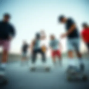 Skateboarding Camaraderie Group of skateboarders showcasing camaraderie and active lifestyle with Nike gear