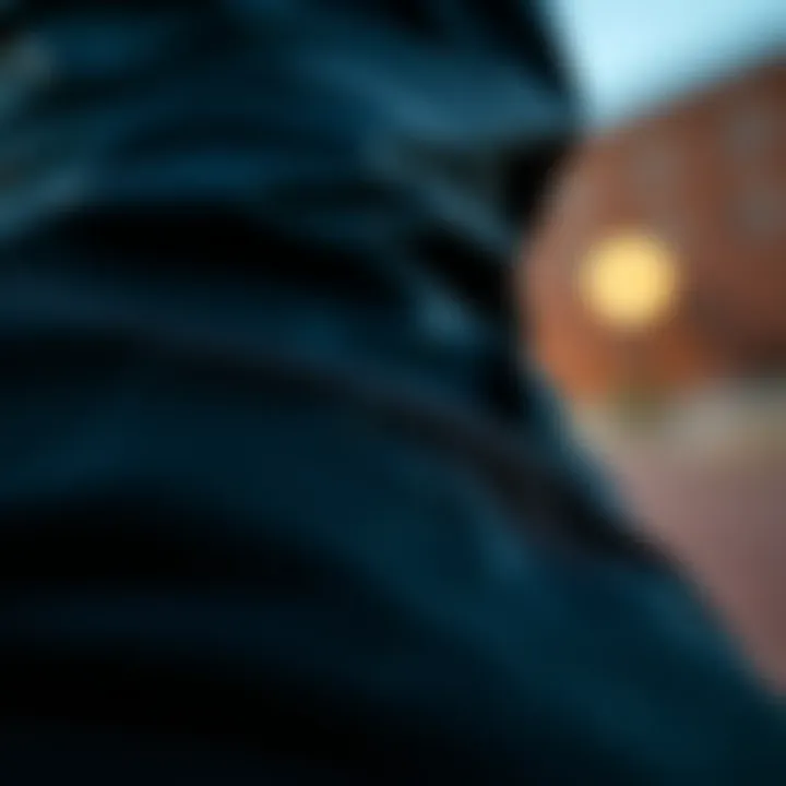 Texture of Nike Black Windbreaker Pants Detailed view showcasing the texture of Nike black windbreaker pants.