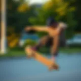 Dynamic skateboarder wearing a Nike cap while performing a trick