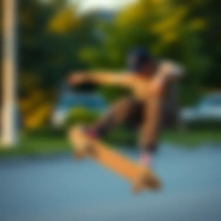 Dynamic Skateboarder in Action Dynamic skateboarder wearing a Nike cap while performing a trick