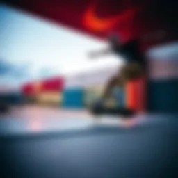 Dynamic skateboarder performing tricks at Nike Kittery