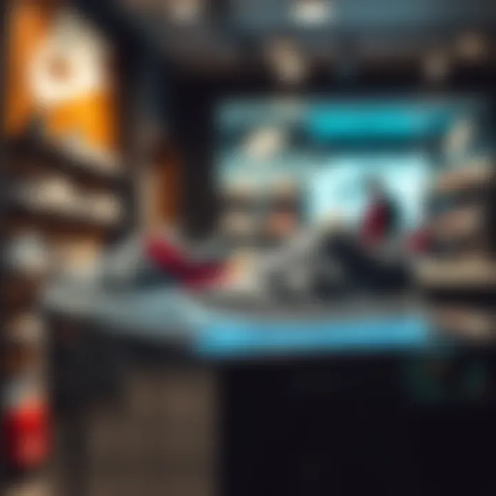 Innovative Skate Shoes on Display Innovative skate shoes displayed in a stylish retail environment