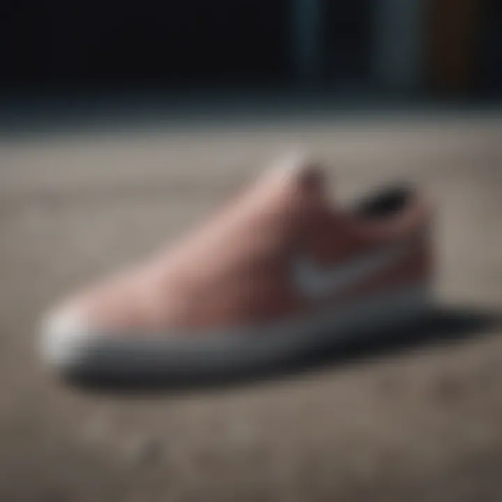 Close-up of the materials used in Nike slip-ons