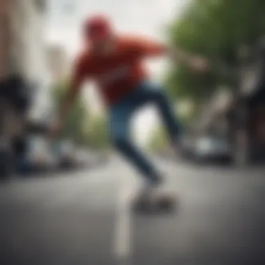 Skateboarder wearing Nike slip-ons in action