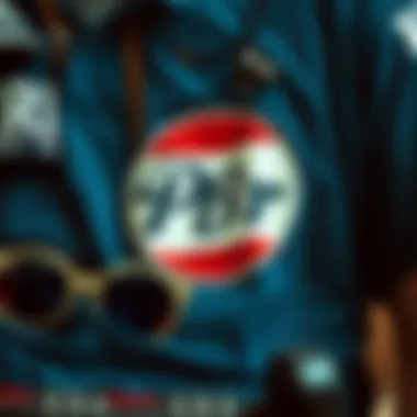 Close-Up of PBR Logo Close-up of PBR logo on a T-shirt amidst skateboarding gear