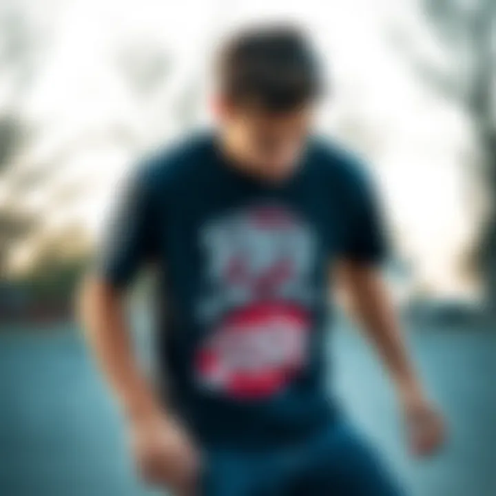 Skateboarder in PBR T-Shirt Skateboarder wearing a PBR T-shirt at a skate park