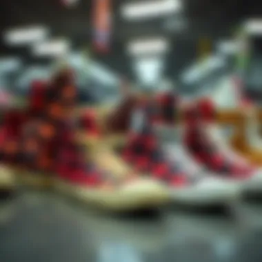 Display of various plaid Converse high tops