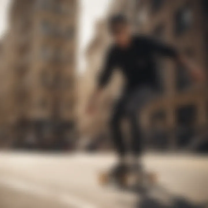 Skateboarder wearing Ray-Ban Clubmaster Black Gold while performing tricks