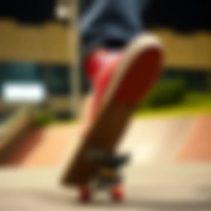 Performance in Action with Hightop Vans Skater performing tricks while wearing red and black hightop Vans