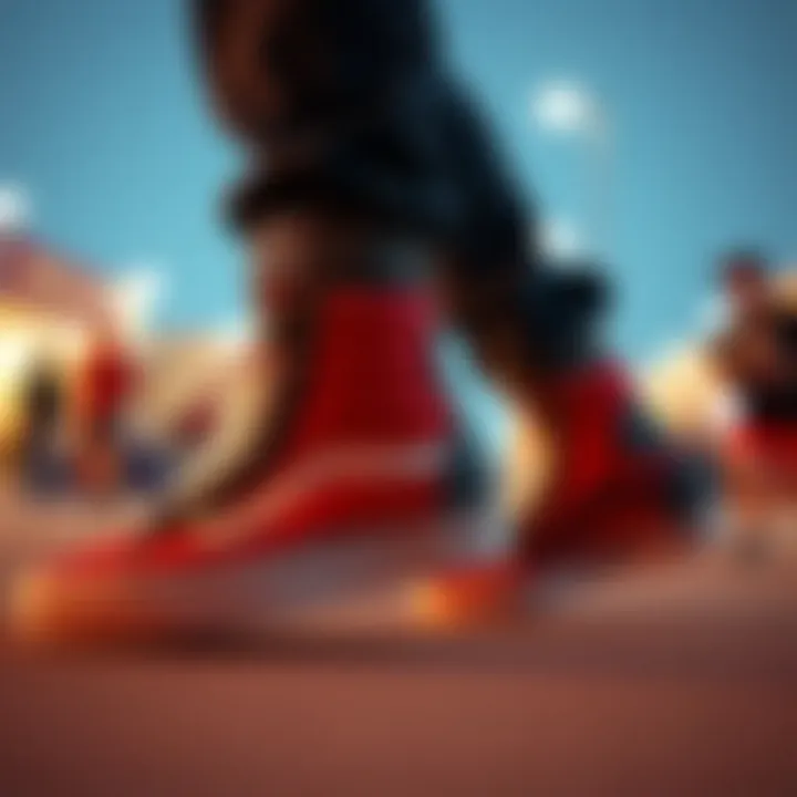 Cultural Significance of Hightop Vans Cultural icons wearing red and black hightop Vans in a vibrant setting