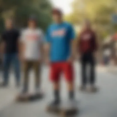 A diverse group of skateboarders wearing Santa Cruz apparel