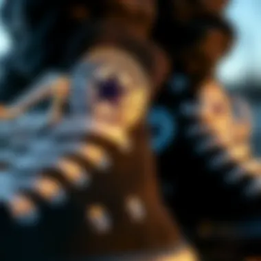 Close-Up of Iconic Black Hi-Top Converse Features Detailed close-up of Black Hi-Top Converse shoes