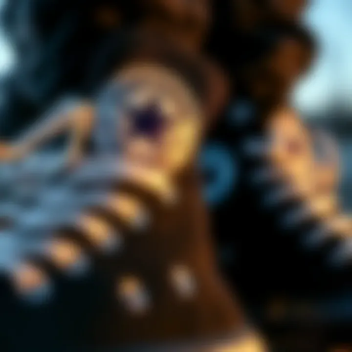 Close-Up of Iconic Black Hi-Top Converse Features Detailed close-up of Black Hi-Top Converse shoes