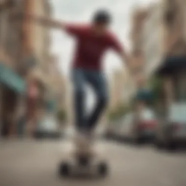 A skateboarder performing a trick while wearing skinny tripp pants, showcasing their style in action.