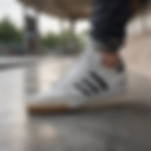 Adidas sneakers in a skate park setting