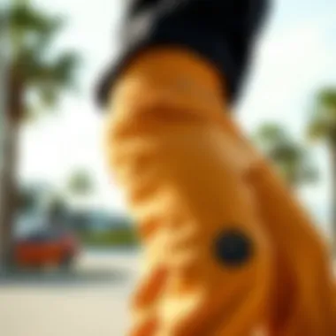 Styling Tan Dickies: A Skateboarder's Perspective A creative display of tan Dickies styled with various skate accessories.