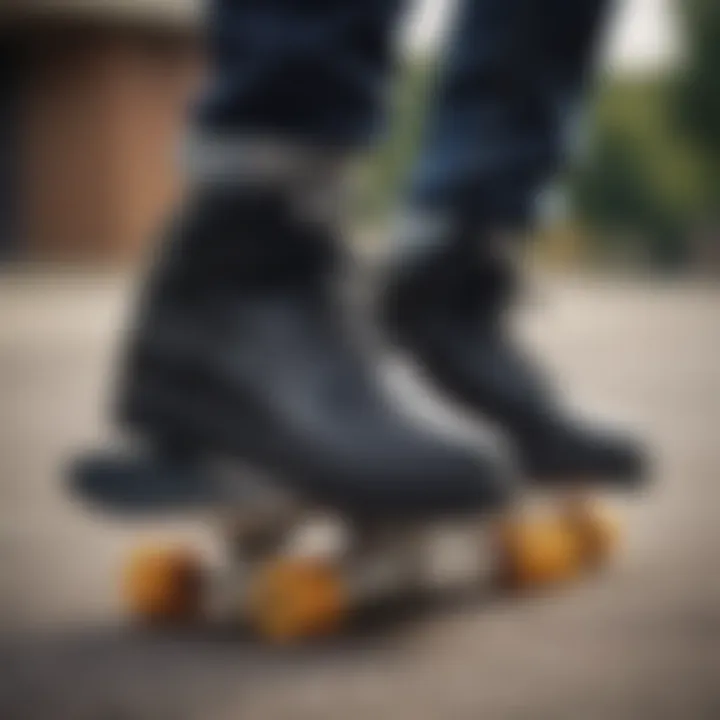 Stylish black platform Air Force Ones on a skateboard