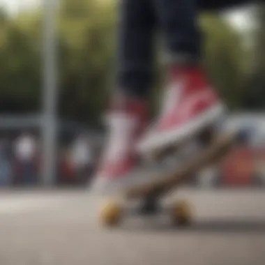 Skater performing tricks while wearing Crazy Vans shoes