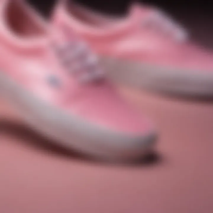 Close-up of pink glow Vans showcasing their unique color