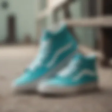 Classic turquoise high top Vans showcasing their unique design