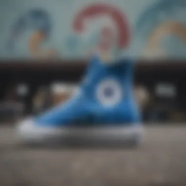 Unique Custom Designs of Blue Converse Close-up of custom designs on blue Converse