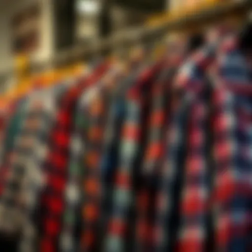 Vintage Flannel Shirts: The Heart of Grunge Fashion A collection of vintage flannel shirts hanging on a rack, showcasing the essence of grunge style.