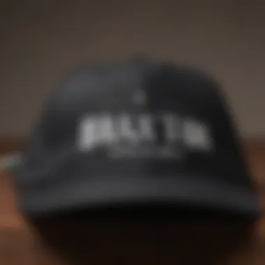 Close-up of the Brixton Trademark Supply Hat design