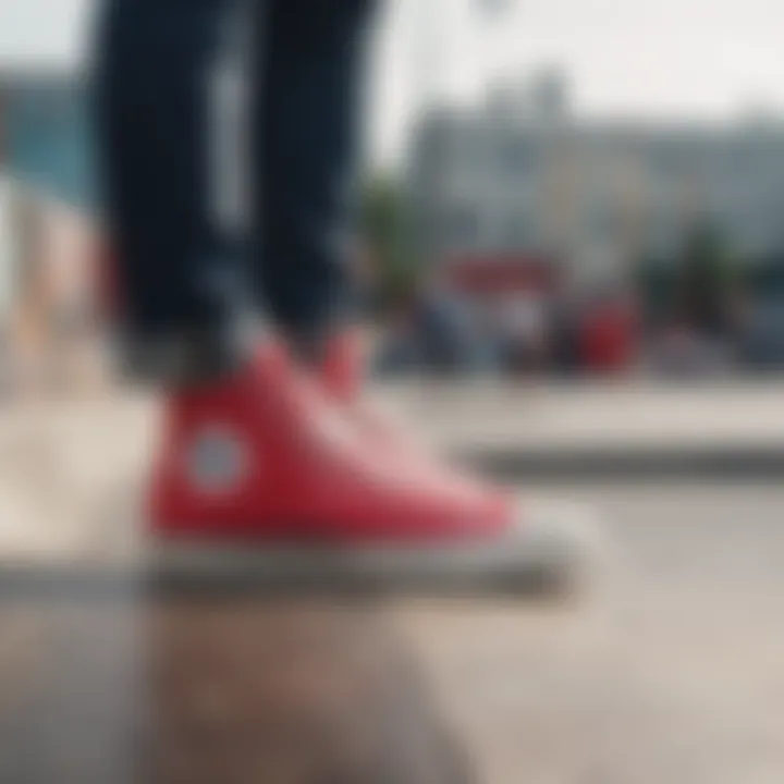 Converse All Star High Tops in a skatepark setting