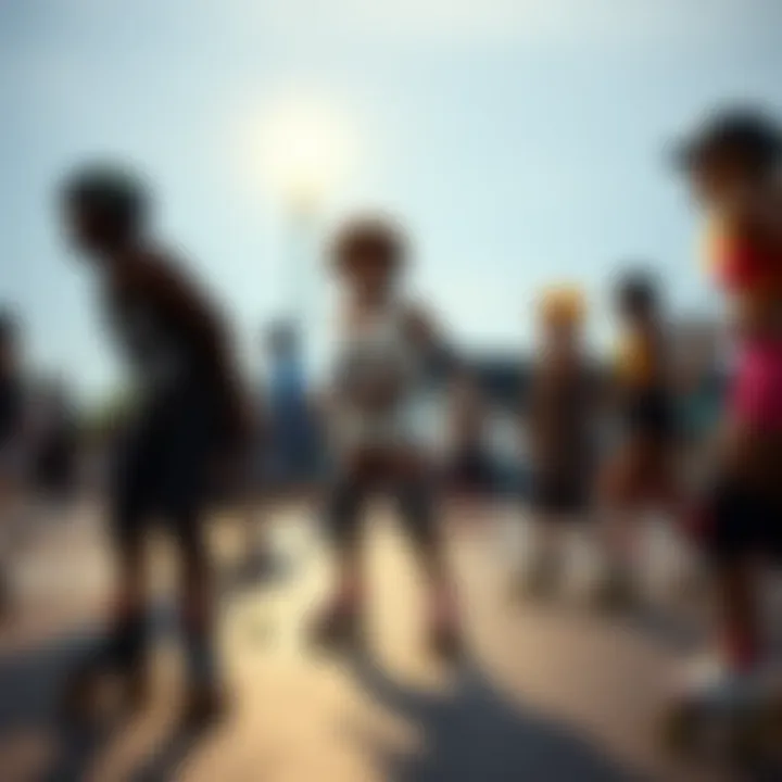 A group of Black roller skaters engaging in community events and performances