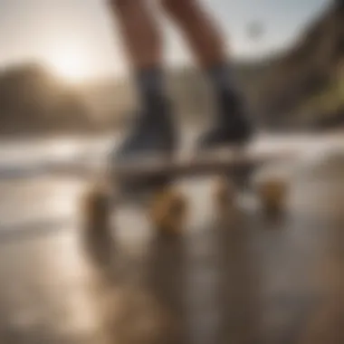 Close-up of a flow surf skate's unique design and features