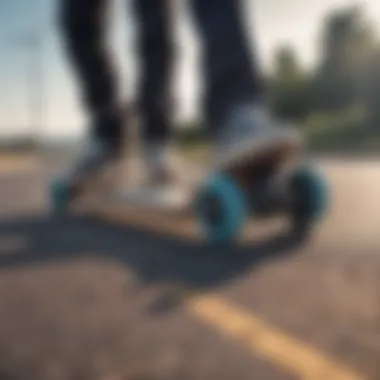 Close-up of advanced electric skateboard technology showcasing the battery and motor