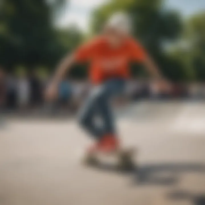 A vibrant skateboarding scene at Etniesskatepark showcasing diverse skaters