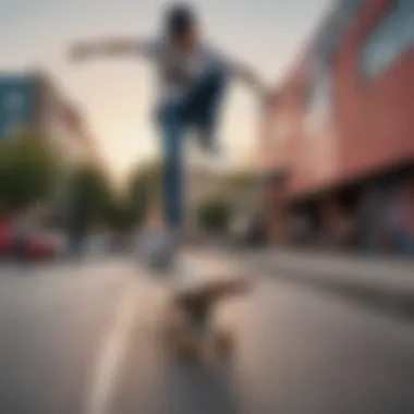 Skate Culture: Where Movement Meets Identity Skateboarder performing tricks wearing Vans shoes in a vibrant urban setting.