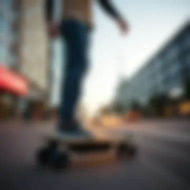 Urban Riding Experience with Lift Electric Skateboard A rider experiencing the smooth performance of the Lift Electric Skateboard on urban streets