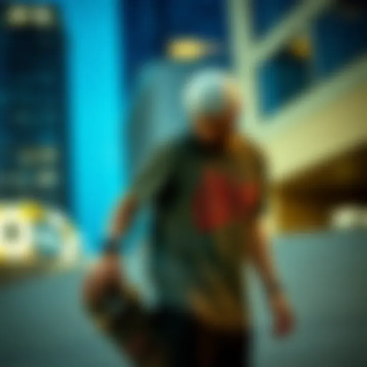 A skateboarder wearing an Obey T-Shirt in an urban setting