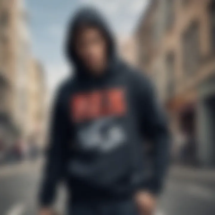 Dynamic shot of a skateboarder wearing a Nike graphic hoodie