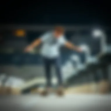 Skateboarder in Nike Sportswear Essential Tee Skateboarder wearing the Nike Sportswear Essential Tee in an urban setting