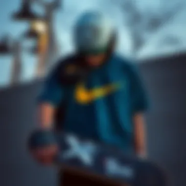 Nike Sportswear Essential Tee with Skateboarding Gear Nike Sportswear Essential Tee paired with skateboarding gear in a stylish layout