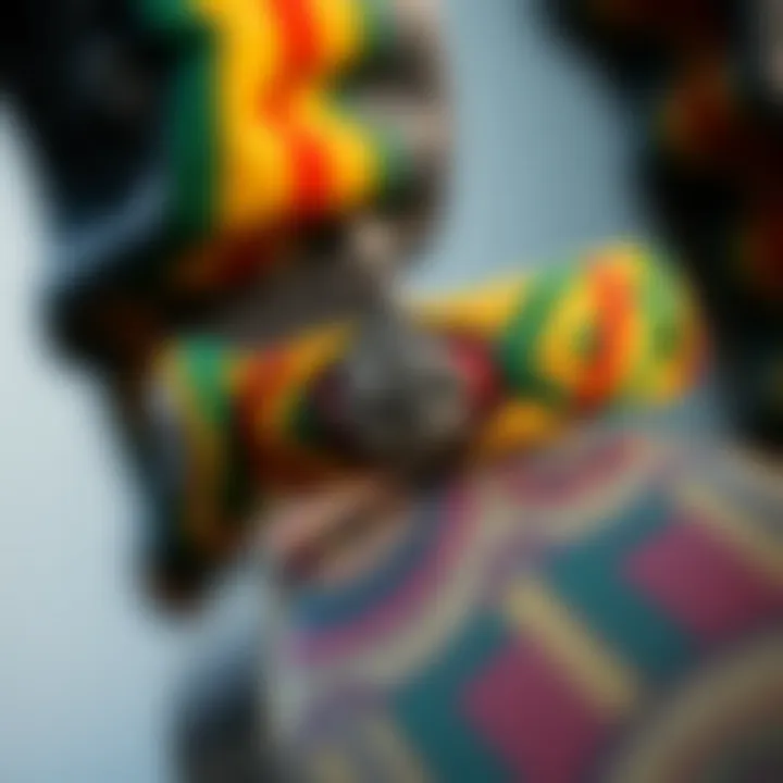 Intricate Design Patterns Intricate design patterns of the Rasta Clat bracelet