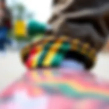 Rasta Clat in Skateboarding Culture Rasta Clat bracelet worn in the skateboarding community