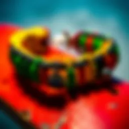 Vibrant Rasta Clat bracelet showcasing Rastafarian colors