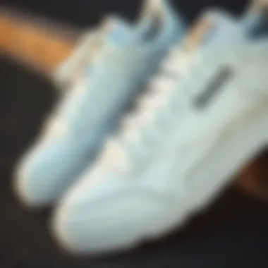 Close-up view of the material composition of Reebok Club C Double Geo White