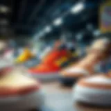 Diverse Skateboard Shoe Designs A vibrant display of various skateboard shoes showcasing different designs and colors