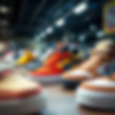 Diverse Skateboard Shoe Designs A vibrant display of various skateboard shoes showcasing different designs and colors