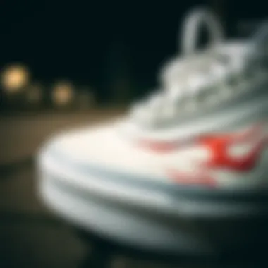 Close-Up of Design Elements Stylish close-up of Vans Old Skool White Flame showcasing its unique design elements