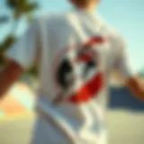 Skateboard Aesthetics in Graphic Tees Dynamic graphic tee showcasing a skateboard design